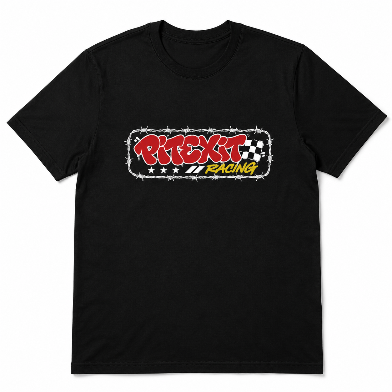 Motorsport Graphic T-Shirt – PITEXIT Barbwire Design | 100% Cotton | Men's Tee