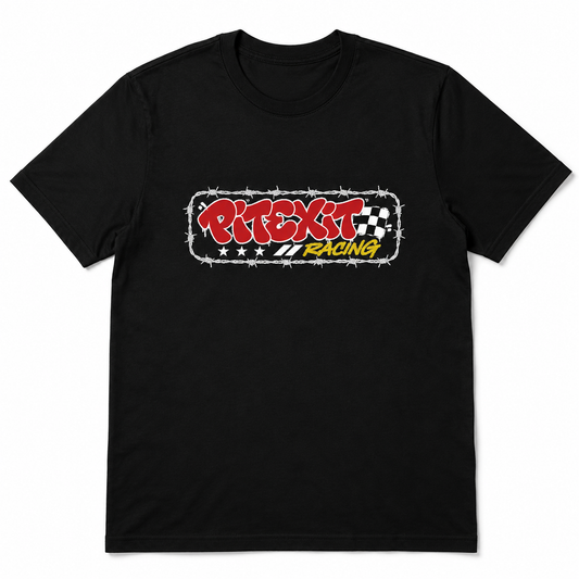 Motorsport Graphic T-Shirt – PITEXIT Barbwire Design | 100% Cotton | Men's Tee